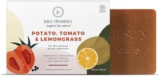 Juicy Chemistry Potato, Tomato & Lemongrass Soap| Organic Cold-Processed, Handmade Face & Body Soap For Tan Removal & Reducing Scarring, Ecocert Organic For Men & Women, Cruelty-Free & Vegan 100 G