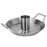 Navaris Chicken roaster for oven BBQ - Stainless steel chicken stand - Stainless steel roaster with aroma vessel drip tray - Ø 30,5cm