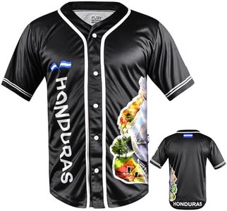 fox & fury Black Baseball Jerseys Mexico, Guatemala, El Salvador, Honduras, Venezuela, Puerto Rico, Brazil, Cuba, Nicaragua (US, Alpha, 4X-Large, Regular, Regular, Honduras)