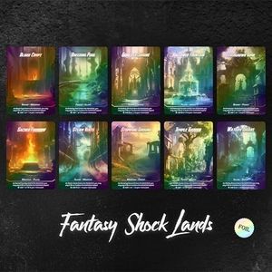 Proxy Cards for Magic the Gathering, Alternative Custom Art DIY Cards, Fantasy Shock Lands, Foil