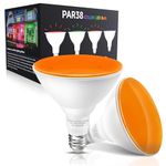 LEDERA LED Par38 Flood Orange Light Bulb 15W Equivalent 150W E26 Base Orange LED Lights, Halloween, Party, Porch, Holiday Lighting, Orange Flood Light, 2 Pack