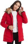 Molemsx Down Coat For Women, Women's Warm Winter Parka Down Coats with Removable Fur Hood Puffer Jacket Shell Snowboarding Coats for Cold Weather Red S-Regular