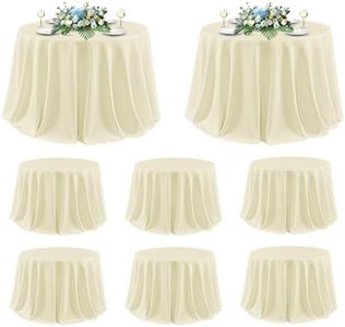 sancua Round Tablecloth 120 Inch Diameter, 8 Pack - Circle Polyester Fabric Table Cloth for Party Reception Banquet Birthday, Washable Formal Table Cover (Fit 48-96 Inch Tables), Beige