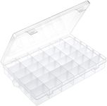 RIXTEC 36 Grids Clear Plastic Organizer Box with Adjustable Compartment Dividers, Jewlery Storage Bead Organizer Rock Collection Box for Fishing Tackles Washi Tapes Threads