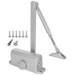 Automatic Door Closer for Home Adjustable Spring Hydraulic Door Closer Aluminum Finish Automatic Door Closing Commercial & Home Use for 45KG Middle-Weight Door