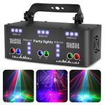 Littleboyny Disco Light Party Light, LED RGB Light DJ Projector Music Controlled Lights, DMX Effect Spotlight for KTV Family Reunion Wedding Birthday Halloween, Red,Green,Blue,UV