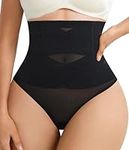 Ursexyly Thong Shapewear for Women Tummy Control Butt Lifter Shapewear High Waist Body Shaper Seamless Panties Mesh Underwear (CA/US, Alpha, Large, Regular, Regular, Black)