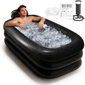 Inflatoast Portable Bathtub for Adults with Cover - Ice Bath & Hot Tub for Athletes Recovery, Home SPA - Large Inflatable Bathtub 62.2x37.4x17.72in, Includes Pump, Easy Inflate & Drain