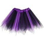 Jastore Girls Layered Stars Sequins Tutu Skirt Princess Ballet Dance Dress (Purple Black)