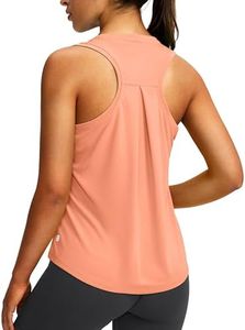 Women's Workout Tops Racerback Athletic Tank Tops Sleeveless Loose Fit Yoga Running Gym Shirts for Women(Coral,L)