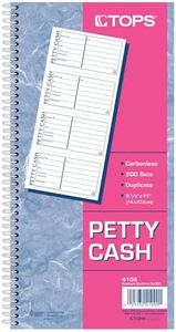 Adams Petty Cash Book, Spiral 2-Part Carbonless, 4 Slips/Page, 200 Sets, 11" x 5-1/2"
