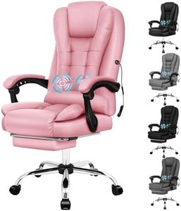 ALFORDSON Office Chair with 150° Recline & 2-Point Massage, Ergonomic Computer Desk Chair with SGS Approved Gas-Lift, Executive Home Desk Chair Leather Video Game Chair (Exavior Pink w/Footrest)