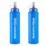 Azarxis TPU Soft Flask Running Water Bottles Collapsible BPA-Free for Hydration Pack - Ideal for Running Hiking Cycling Climbing (500ml/16.9oz - 2 Pack)