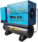 208-230V 3-Phase Total Rotary Screw Air Compressor With ASME Tank & Refrigerated Dryer - 10HP/7.5KW - 40CFM/125PSI - 80 Gallon ASME Tank Industrial Air Compressed System Base Mounted Pack7-TA-B