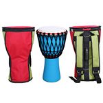 Star Musical and Handicraft - Djembe 10 Inches Diameter X 20 Inches Height Musical Instrument Percussion Hand Drums with Waterproof Multicolour Bag and Belt - Peacock Blue (10 x 20 Inches)