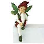 Design Toscano Santa's Christmas Elves Leaf Wings Shelf Sitter Statue, Multi-Colour, 12.5x12.5x21.5 cm