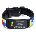 Kids Personalized Medical ID Bracelet-Silicone Autism Allergy Seizure Cute ID Wristband with Medical Alert Badge for Kids Toddler Children in Case of Emergency Bracelets if Lost (5.1''-6.5'')