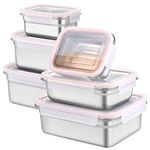 Cykorxicc 6pcs Large Stainless Steel Food Containers with Lids, Leakproof Meal Prep Containers, Airtight Kimchi Containers Reusable, Stackable/Oven/Dishwsher/Freezer Safe