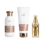 Wella Professionals Deep Repair & Care Professional Hair Care Regime for Dry & Damaged Hair, Fusion Intense Repair Shampoo 250ml, Conditioner 200ml & Oil Reflections Oil 100ml Bundle