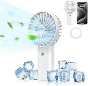 TECKNET Ventilador Portatil USB, 5200mAh Mini Ventilador de Mano con Función de Energía Móvil，Ajustable 3 Velocidades Portátil Eléctrico Ventilador para el Oficina, Hogar, Viajes, Exterior