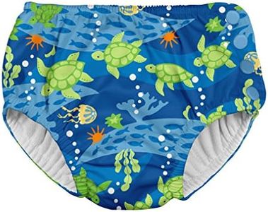 i Play. Baby Boys Snap Reusable Absorbent Swimsuit Diaper, Royal Blue Turtle Journey, 24mo