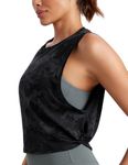 CRZ YOGA Pima Cotton Summer Gym Sleeveless Vest Tops for Women Light Elastic Running Crop Top Loose Crew Neck Yoga Shirt Camo Multi 6 8