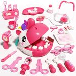 Dentist Play Set for Kids Girls 4 5 6, Play Doctor Kit with Light and Sound