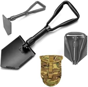 USGI Industries Military Style Shovel | Tri-Fold Entrenching Tool with Serrated Edge | Lightweight, Foldable, Compact, Multi-Use Perfect for Camping, Survival, Trenching (OCP Cover)