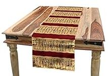 Ambesonne African Table Runner, Native Indigenous People Different Poses Culture Borders, Dining Room Kitchen Rectangular Runner, 16" X 72", Black Peach