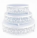 Eidoct 3-Piece Cake Stand Set Round Metal Cake Stands, Dessert Display Cupcake Stands for Wedding, Event, Birthday Party (White)