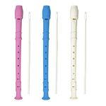 3 Pack 8 Hole Soprano Recorders Descant Flute With Cleaning Rod German Style for Chrildren Kids Beginner Graduation or Back to School Gift (blue, pink, white)