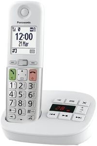 Panasonic KX-TGU430EXW Digital Cordless Phone with Answering Machine, Base Station & 1 Handset, LCD Display, Favorite Button, Flashlight, Extra Loud Hearing Aid Compatible, White & Silver
