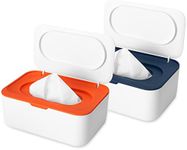 Caromoriber House 2 Pcs Wipes Dispenser, Dustproof Wipes Container Wet Tissue Box Baby Wipe Holder Large Capacity Wipes/Tissue Case with Secure Lid Keeps Wipes Fresh for Home Office(Blue+Orange)