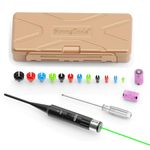 StrongTools Green Laser BoreSighter for .177 to .50 Caliber Rifle Scope Handgun Hunting Green Dot Boresight Kit with Press Switch Bore Sight with 2 Pieces 800mAh Battery (Universal, Green Laser)