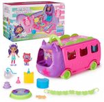 Gabby’s Dollhouse Celebration Party Bus, Transforming Playset with Gabby & DJ Catnip Toy Figures & Dollhouse Accessories, Kids Toys for Ages 3 and Up