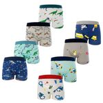 FedMois Boys Knickers Cotton Boxer Briefs Underpants Underwear (Pack of 8), Dinosaurs and Auto, 3-5 Years