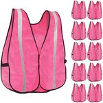 KAYGO Reflective High Visibility Safety Vest, KG0008-10 Silver Stripe, for Men and Women, Pack of 10 (Pink)