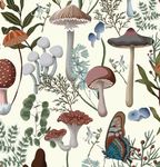 EeeComing Mushroom Wallpaper Peel and Stick Wallpaper Boho Wallpaper 78.7" x 16.14" Mushroom Contact Paper Removable Wallpaper for Bedroom Living Room Bookcase Bathroom Self Adhesive Vinyl