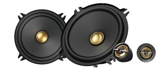 PIONEER TS-A1301C, 2-Way Component Car Audio Speakers, Full Range, Clear Sound Quality, Easy Installation and Enhanced Bass Response, Black and Gold Colored 5.25” Round Speakers