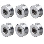 Pack-of-6 GT2 Idler Timing Belt Pulley Synchronous Gear Aluminium Wheel for 3D Printer Toothless 3mm Bore, 16mm OD, 6mm Width