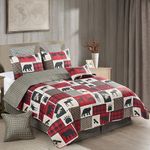 Virah Bella 3 Piece Full/Queen Cabin Quilt Bedding Set - Lodge Life - Rustic Country Reversible Patchwork Comforter Set with Decorative Pillow Shams