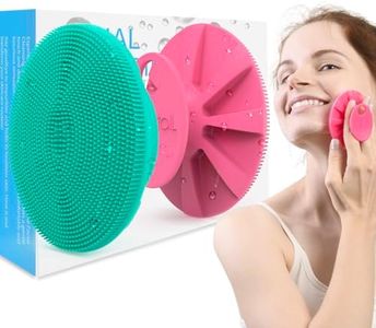 BEAUTAIL Silicone Face Scrubber 2 Pack, Manual Facial Cleansing Brush, Gentle Face Exfoliator for Sensitive Skin, Skin Care Exfoliating Face Brush for Men and Women, Rose+Green