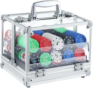 Hiboom Poker Chip Case 600 Pcs Chips Capacity Acrylic Poker Chip Carrier with 6 Pcs Poker Chip Trays Chip Racks