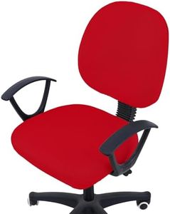 Smiry Stretch Jacquard Office Computer Chair Covers, Removable Washable Universal Desk Rotating Chair Slipcovers Protector, Seat + Backrest Cover, Red