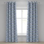Ambesonne Harbour Stripe Grommet Curtain, Watercolor Style Paintbrush Stripes Sea Marine Life Lines Image, Decorative 2-Panel Window Drapes for Bedroom Living Room, 50" x 120", Night Blue White