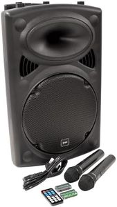 QTX , QR12BT PA: Powerful Portable PA with Bluetooth Connectivity, Two Wireless Mics, Internal Rechargeable Battery, Trolley Handle and Wheels