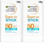 Garnier Ambre Solaire Face SPF 50+, Super UV Stick, Invisible Coverage, SPF50+ Protection, 8-Hour Hydration, Antioxidant Support, Light-As-Air Feel, Non-Sticky, Vegan-Friendly Formula - 1 x 18gr