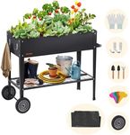 VEVOR Raised Planter Box with Legs and Wheels, Larger Size 43.3x19.5x31.5 Outdoor Elevated Garden Bed On Wheel, Metal Planting Boxes for Growing Flowers/Vegetables/Herbs in Backyard/Garden/Balcony