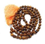 rocksmins Tiger Eye Mala Necklace 108+1 8 mm Round BeadsNatural Original Gemstone Crystal Fengshui for Jaap Pooja Astrology Wearing Meditation for Unisex Men Women Boy Girl