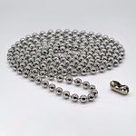 UK Blinds Premium 4.5mm Ball (Size 10) Metal Bead Chain Cord For Roller, Roman, Day & Night, Vision, Mirage Blinds - Unique Colours + FREE Matching Connector! (Chrome, 100cm (200cm loop))